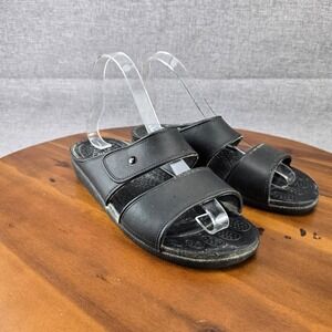 Comfortable Women's‎ Black Adjustable Double Strap Slide Sandals Size 8